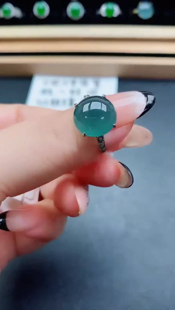 翡翠戒指银S925镶嵌500