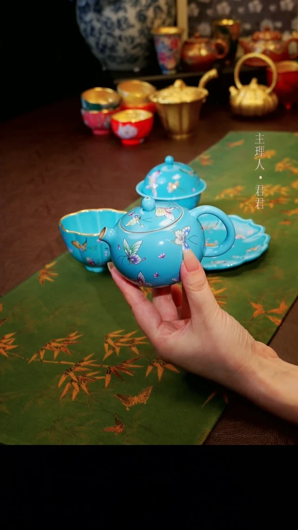 茶杯紫砂【宜景窑松石蓝系列】西施