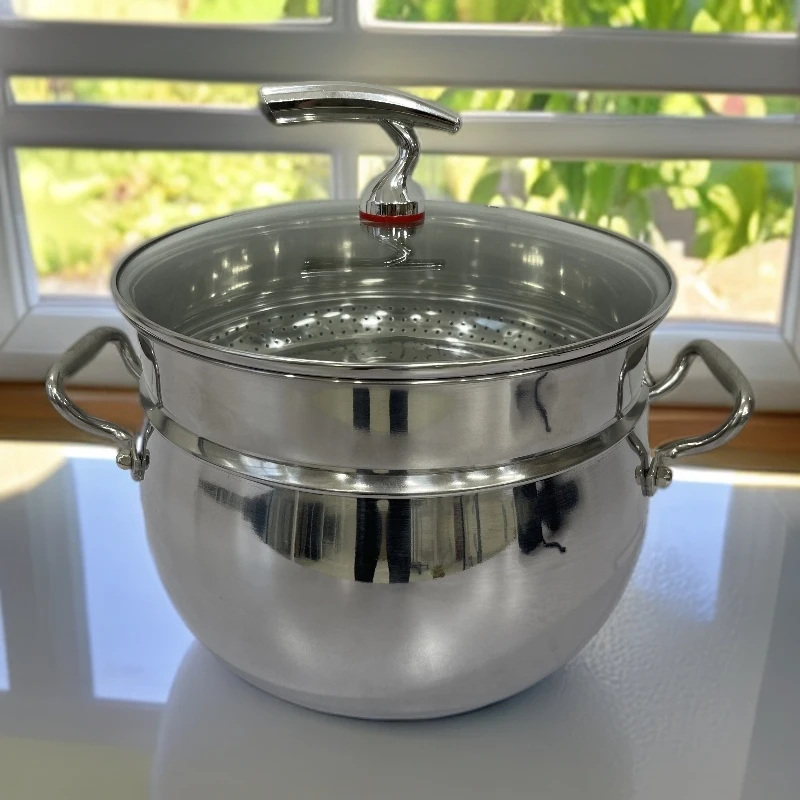 y【24CM双层飞鸟】不锈钢电磁炉汤蒸锅上蒸下煮加大容量锅具lzdp2