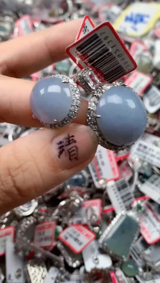 银S925镶嵌戒指翡翠天然A货缅甸翡翠