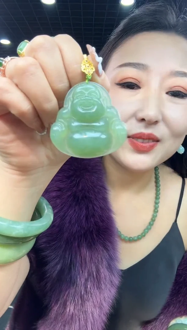 【闪购商品】岫玉颈饰未镶嵌老蓝水佛公【万能扣】