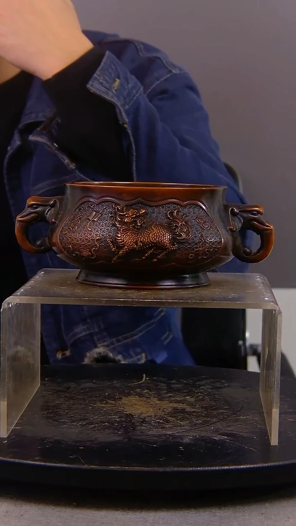 瓷片山*山水铜缘紫铜香炉结缘1111