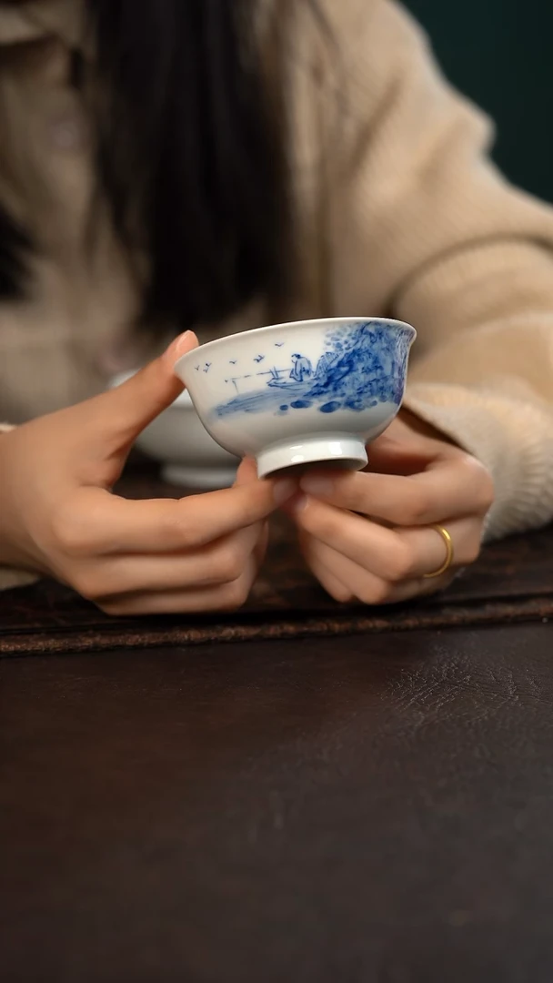 【闪购商品】杯669号HLX陶瓷山水茶碗杯