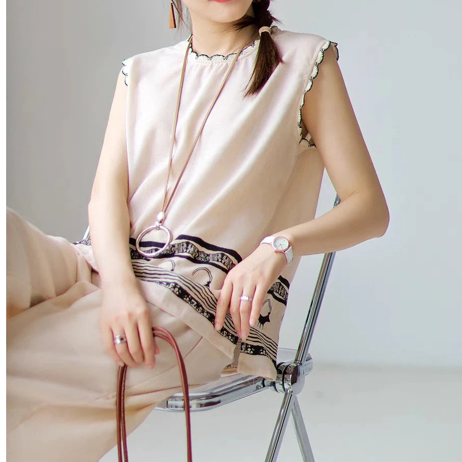 天丝亚麻休闲风时尚无袖宽松文艺吊带大码休闲夏季时尚MC-9056