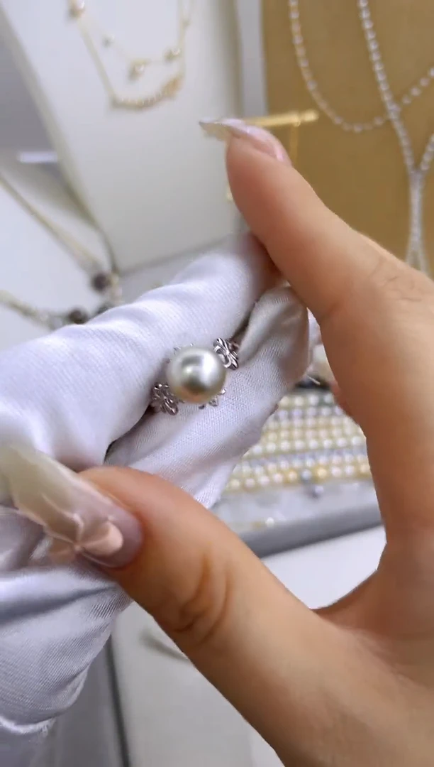 银S925镶嵌戒指海水珍珠多样性发其一