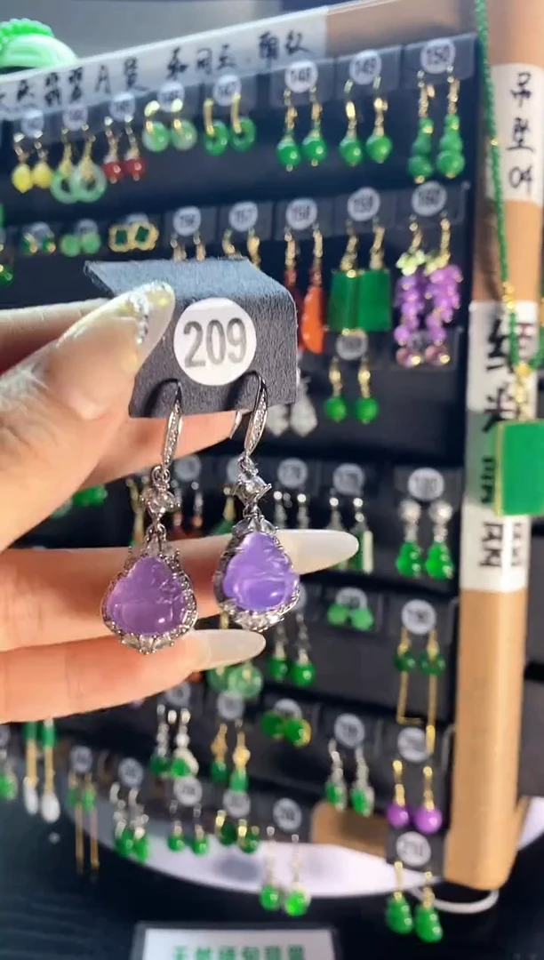 【闪购商品】翡翠耳饰银S925镶嵌209...