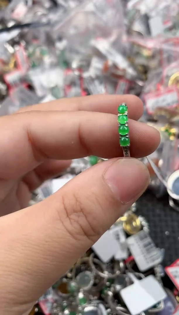 银S925镶嵌戒指翡翠444   4