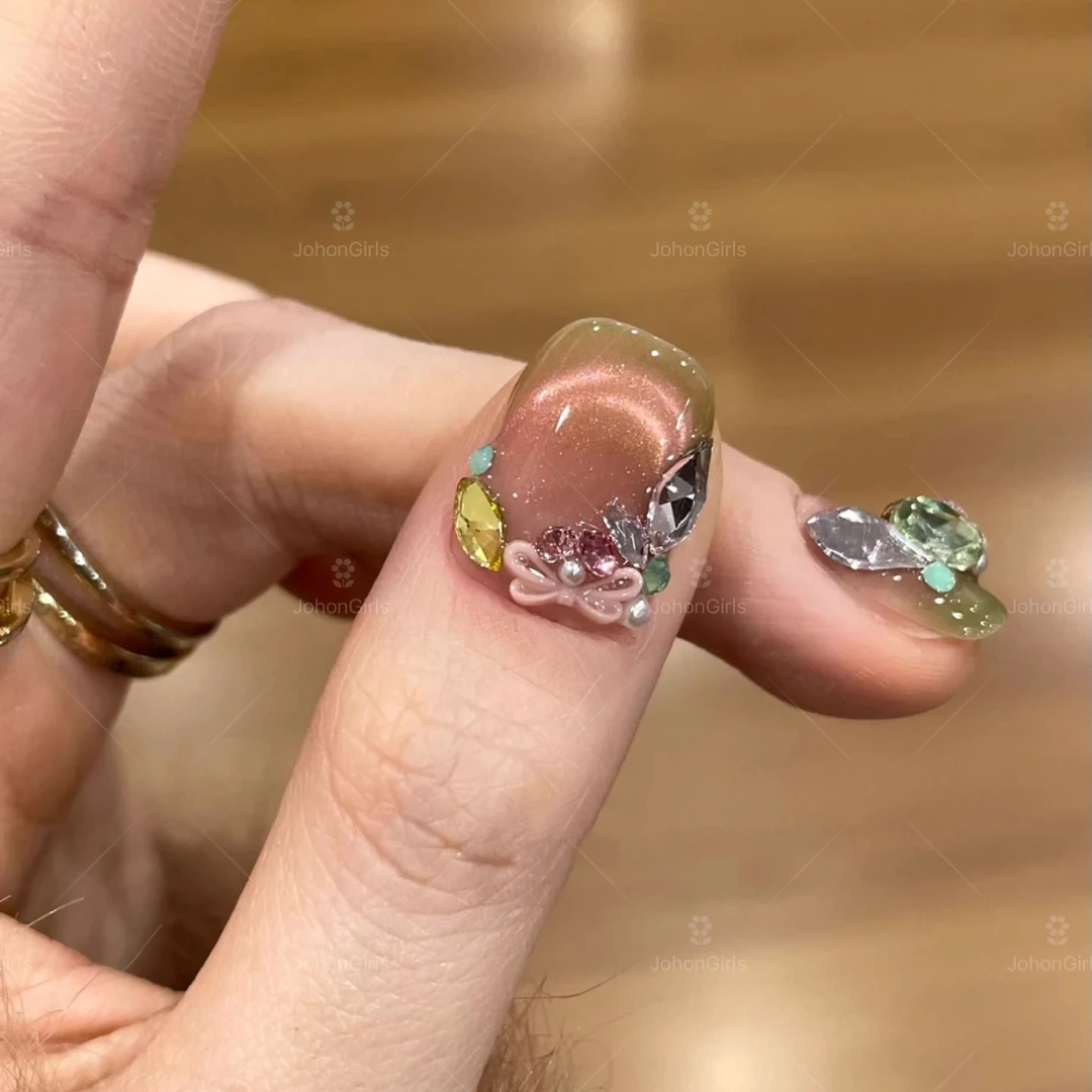 JohonGirls'/琴岛小嫚【精灵花园】夏日满钻高级气质纯手工穿戴美甲