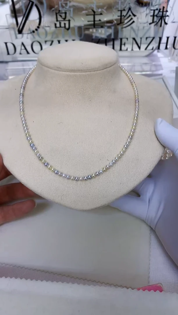 18K金镶嵌饰品海水珍珠3-3.5糖果小米链