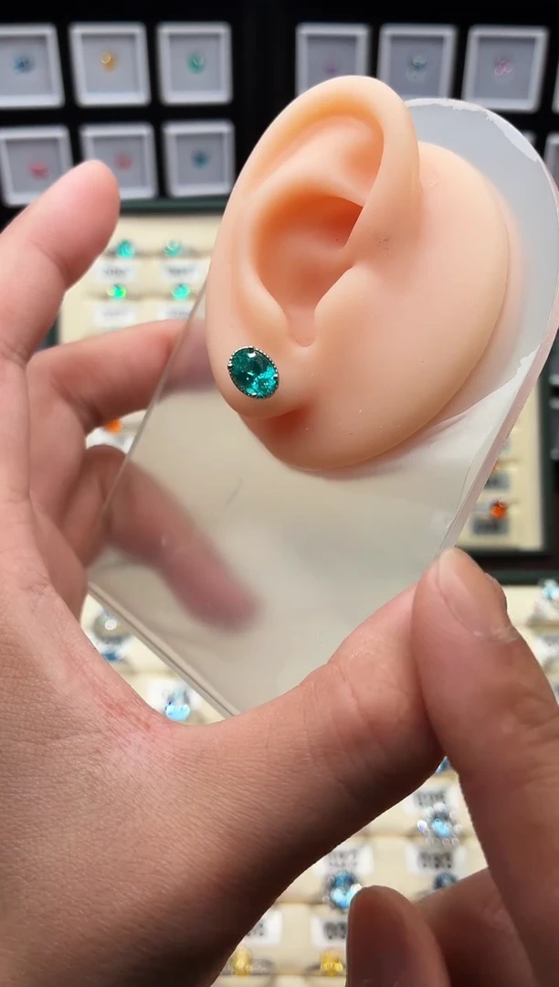 银S925镶嵌耳钉碧玺1