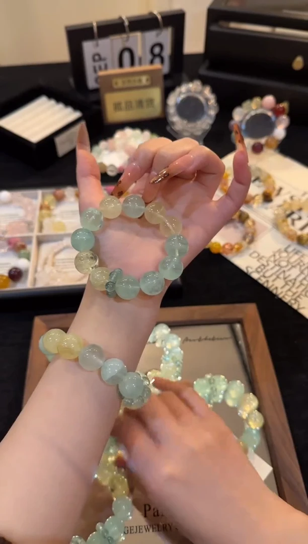 未镶嵌手链水晶绿萤石多宝x3108