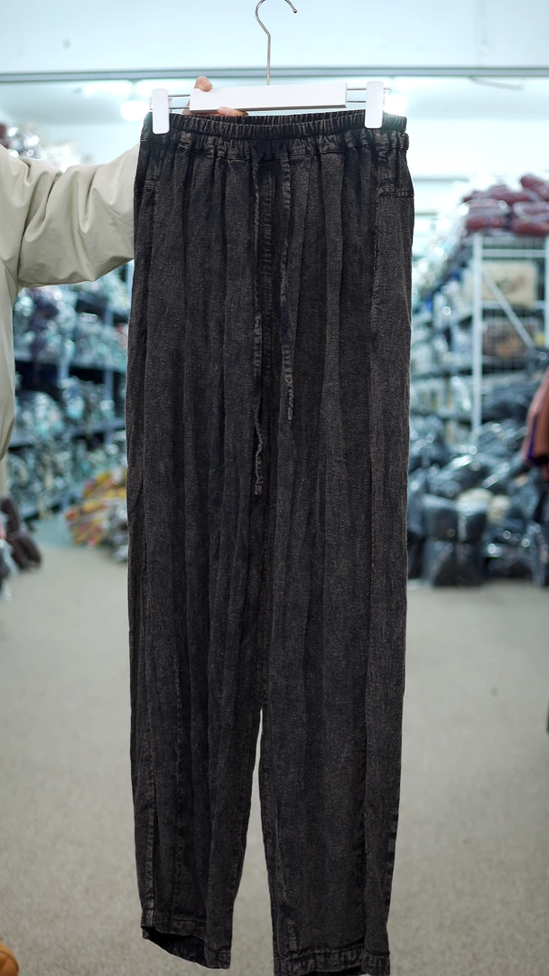 花璟与麻原创设计款脏染束腿裤（裤长98臀围140腰围68-110）