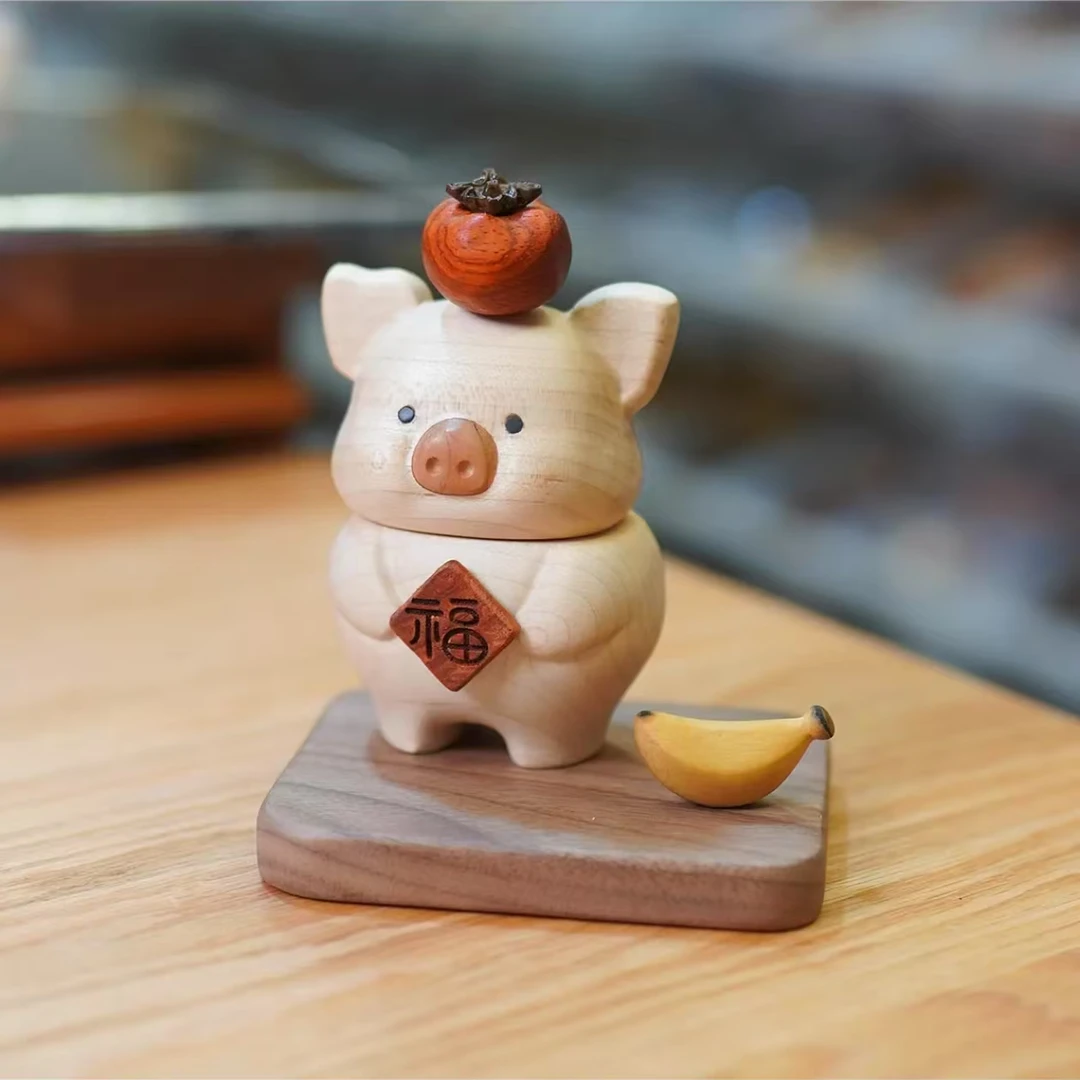 可爱举福牌香蕉小猪摆件手工情侣创意动物