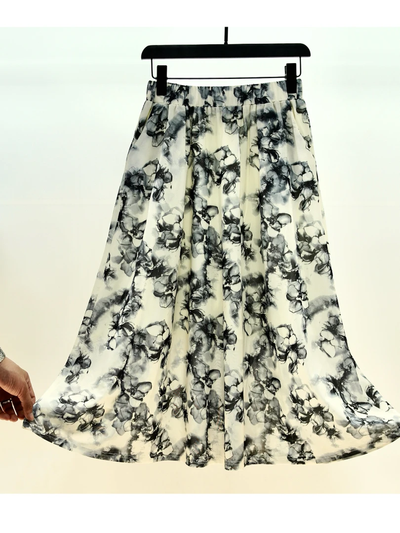 〖柒哥高定〗水墨印花半身裙2025夏季呼吸舒适气质优雅显瘦半身裙