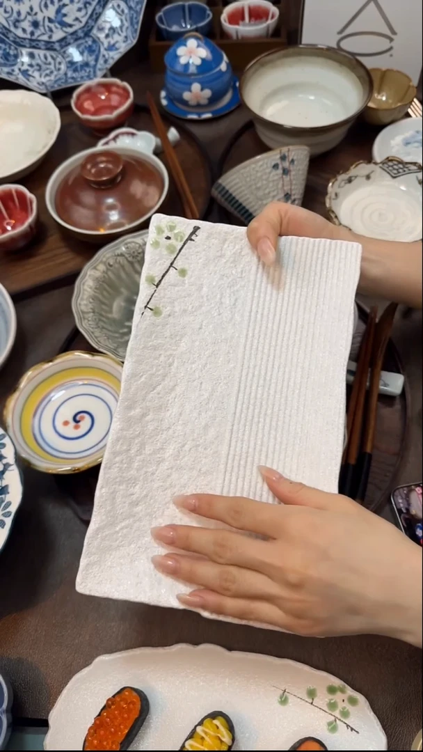 瓷（绿梅）长盘/鱼盘