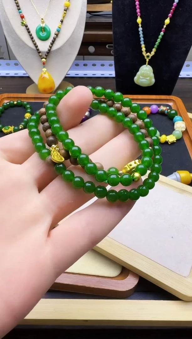 和田玉14K金镶嵌颈饰S77