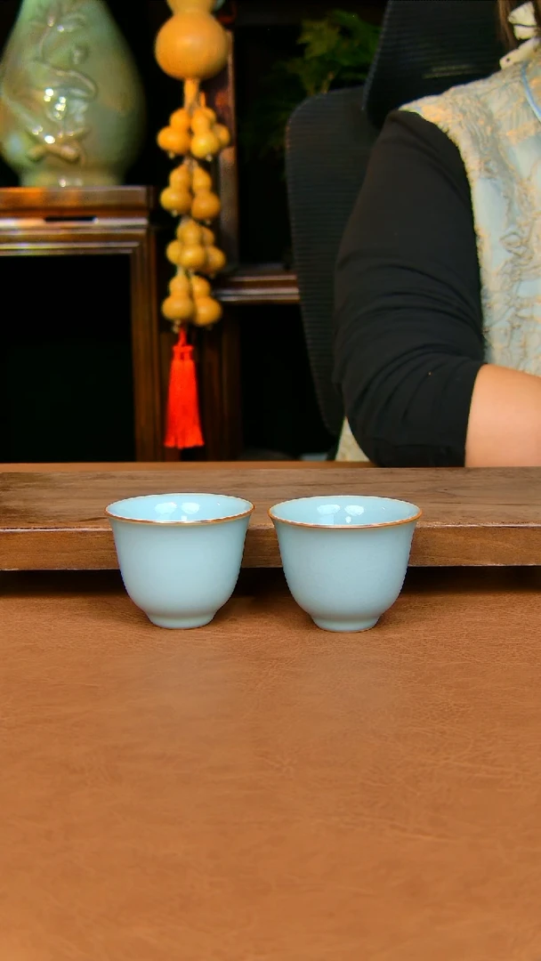 瓷片沙*沫玉兰杯原矿天青8个不带礼盒
