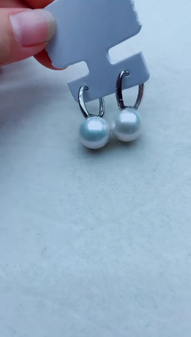 银S925镶嵌淡水珍珠耳饰水桶多样性发其一