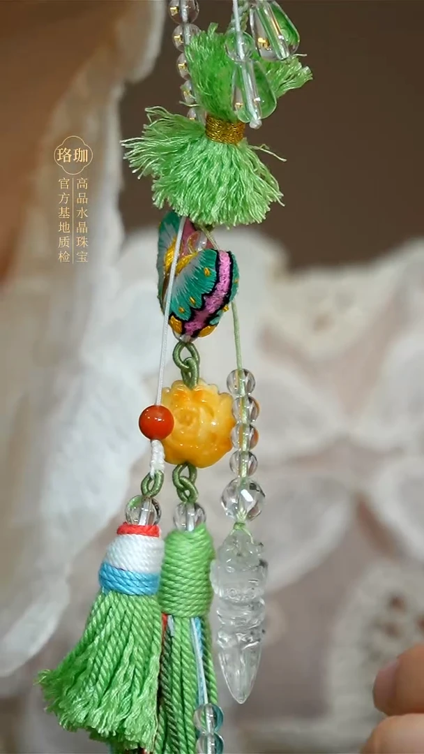未镶嵌颈饰水晶白水晶金刚杵蜜蜡小花手工绳挂饰