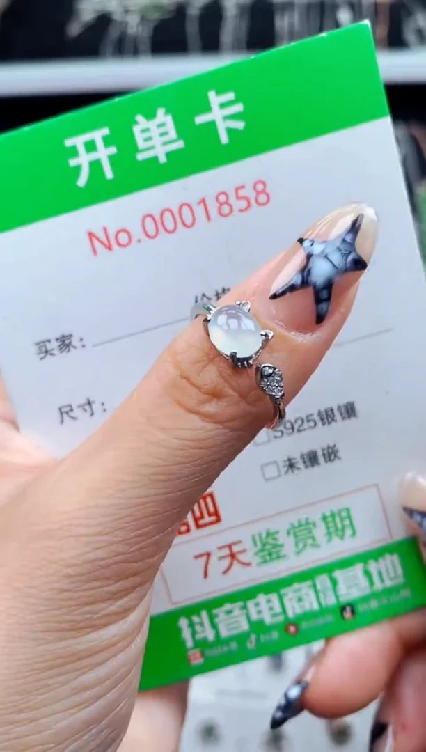 银S925镶嵌戒指翡翠1858