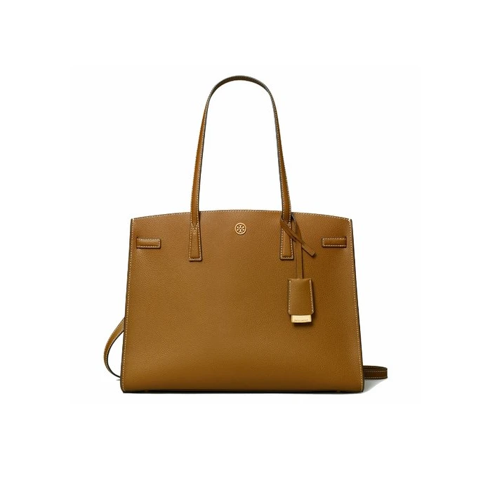 95新 TORY BURCH/汤丽柏琦 【白菜】TB walker棕色大号手提斜挎包