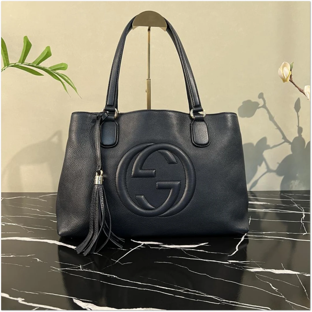 95新 GUCCI/古驰 古驰黑色单肩托特包 C835800 8376