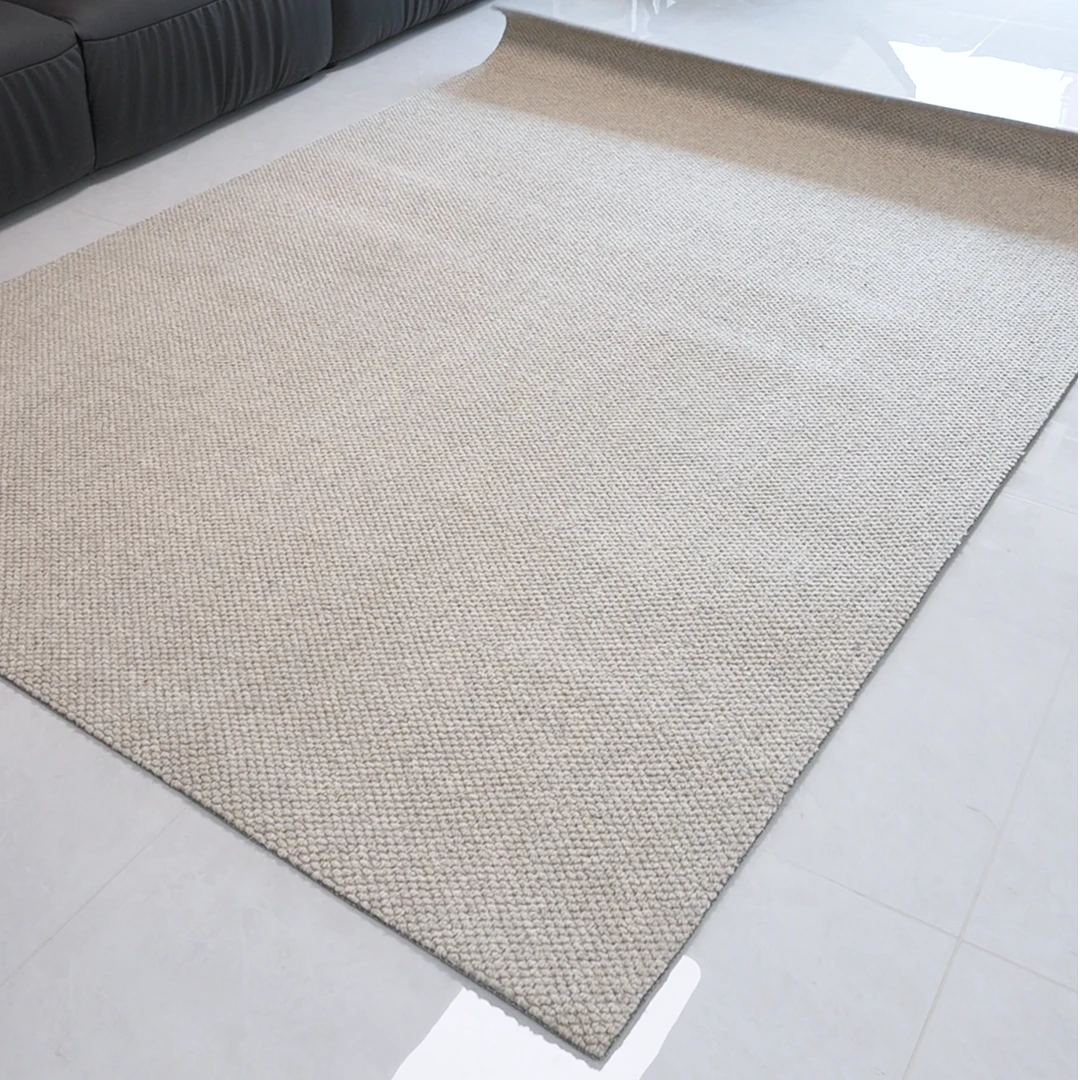 米白色阳台羊毛地毯大气高档高级客厅卧室手工轻奢编织大面积家用