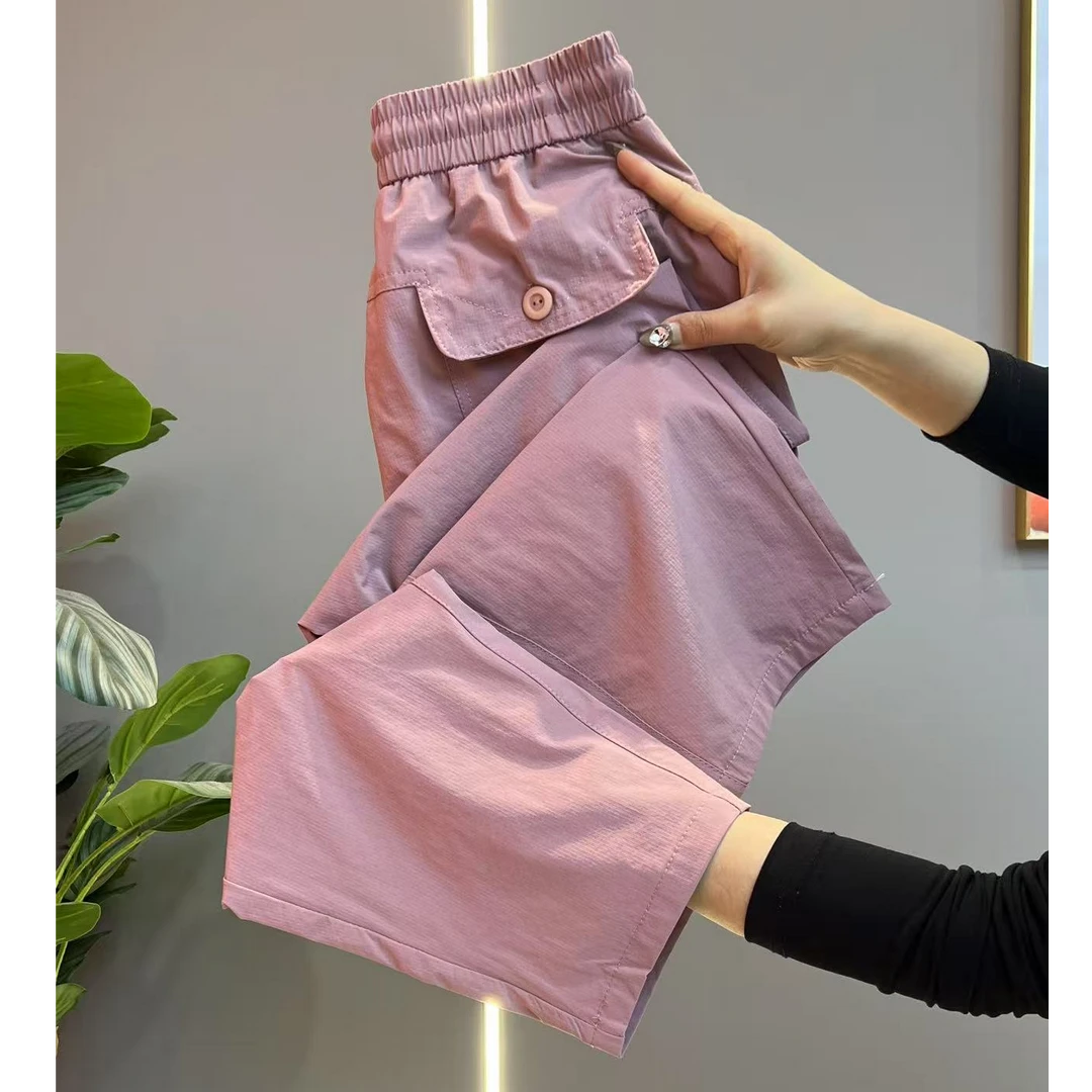 速干九分直筒裤女夏季新款高腰显瘦小脚哈伦裤宽松时尚休闲运动裤