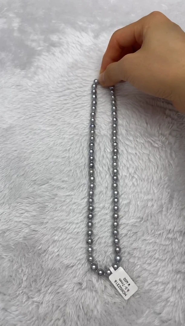 项链银S925镶嵌海水珍珠AK真多麻6.5-7mm