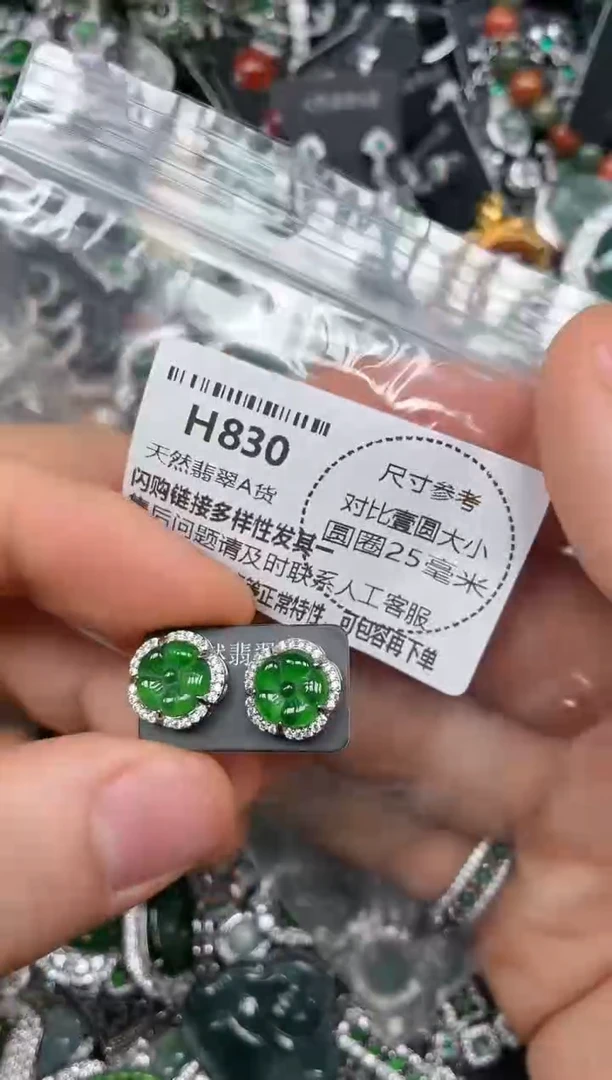 颈饰未镶嵌翡翠H830耳钉