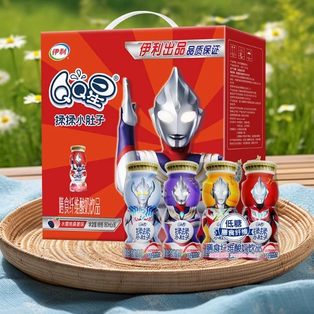 【5月】【散装】伊利QQ星奥特曼揉揉小肚子营养果汁180ml*16瓶儿童奶营养饮品