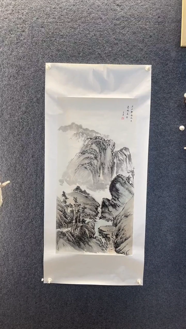 国画4082李奚J空山新雨后三尺整张