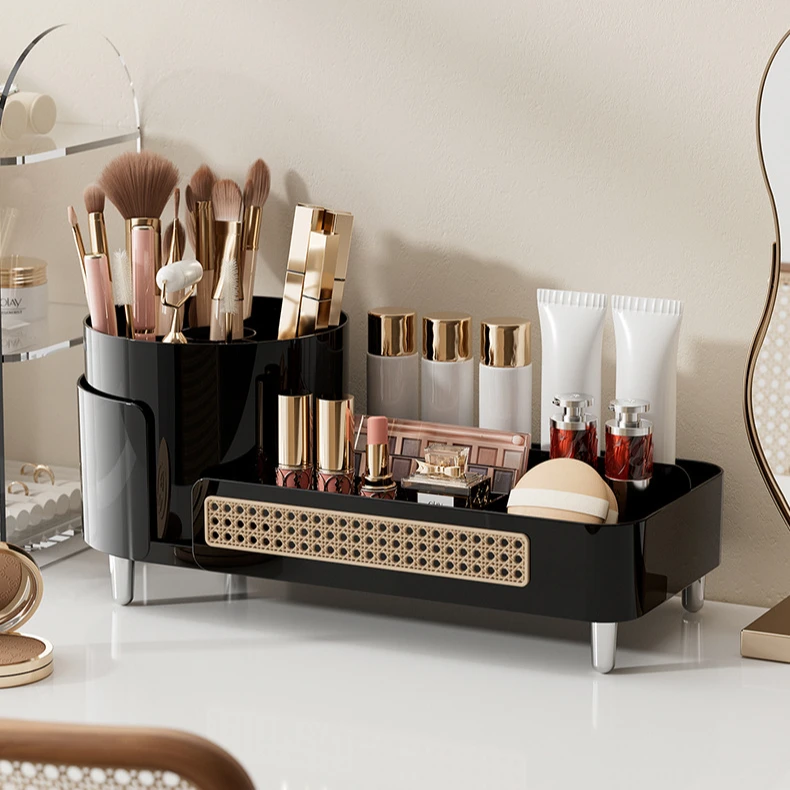 化妆品收纳盒桌面高级感梳妆台口红眉笔整理箱大容量护肤品置物架