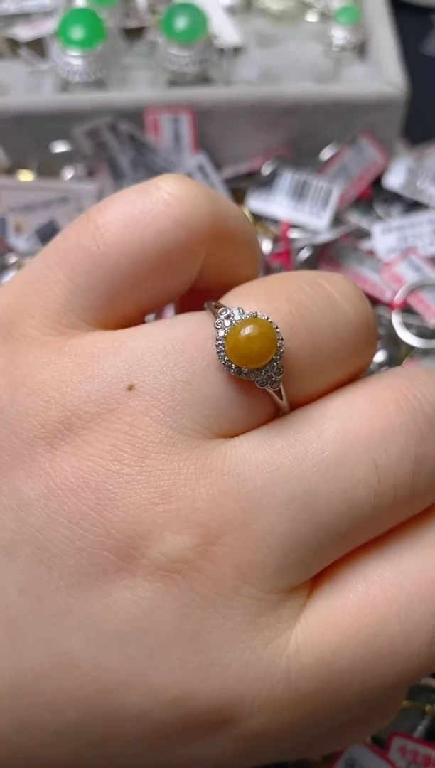 银S925镶嵌戒指翡翠百内无证书