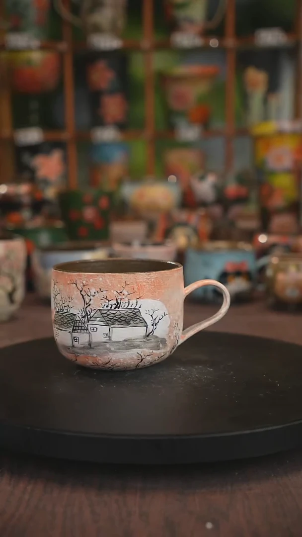 紫砂油画手绘釉下彩