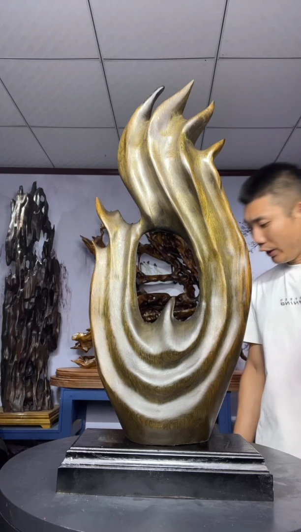 金丝楠木雕款浮*金丝楠木工艺品摆件