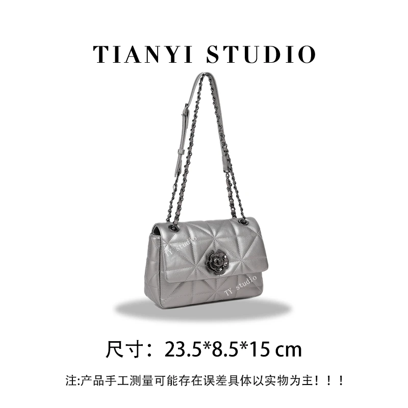 【TY】QYX-81480-2-银灰色   轻奢高级单肩斜跨韩版链条女包包