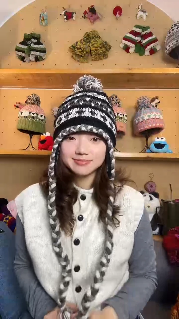 羊毛百分百纯手工帽子长辫子