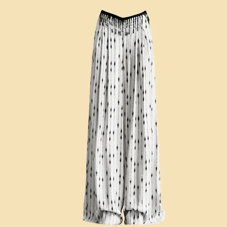 老钱风修身高腰显瘦高级感阔腿长裤女1358