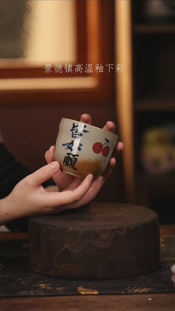 陶瓷景德镇高温釉下手绘陶瓷@L628@