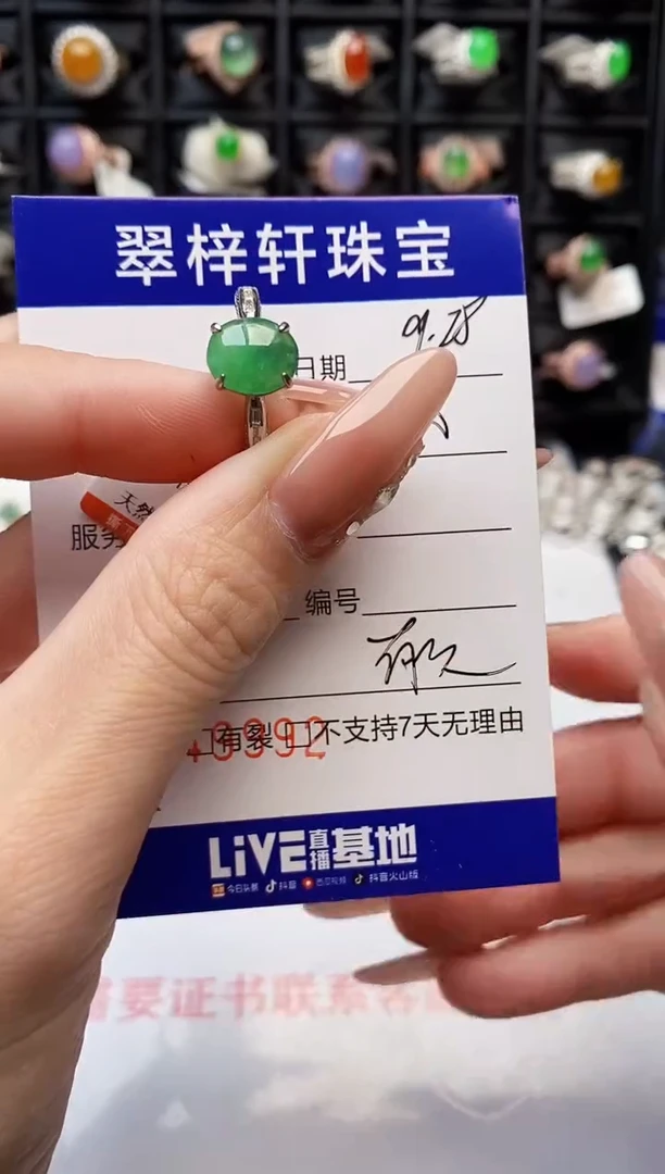 银S925镶嵌戒指翡翠9992