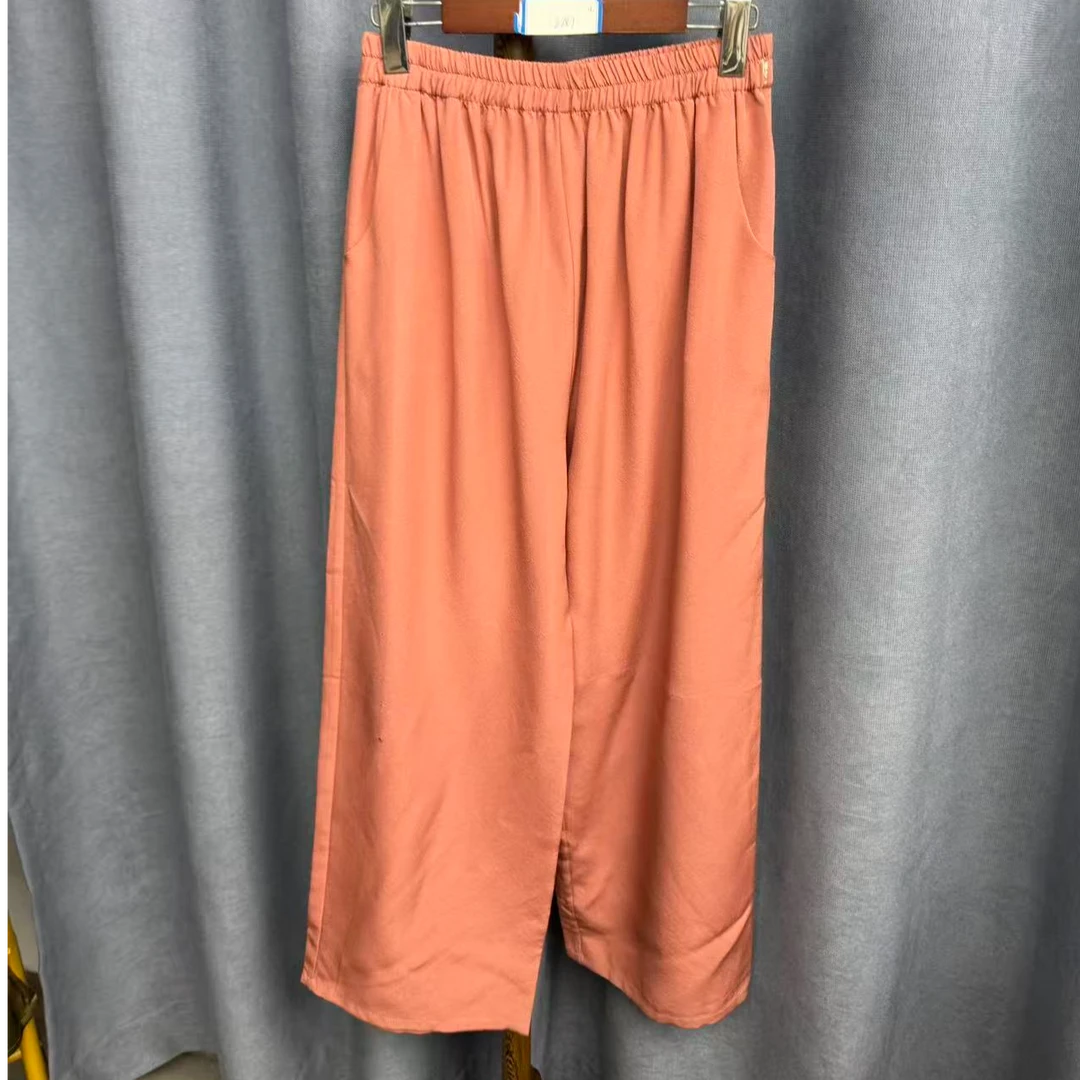 （瑕疵）新款简约百搭宽松桑蚕丝直筒长裤女Z681