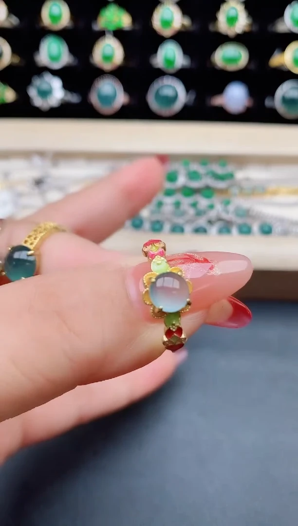 【闪购商品】翡翠戒指银S925镶嵌085580