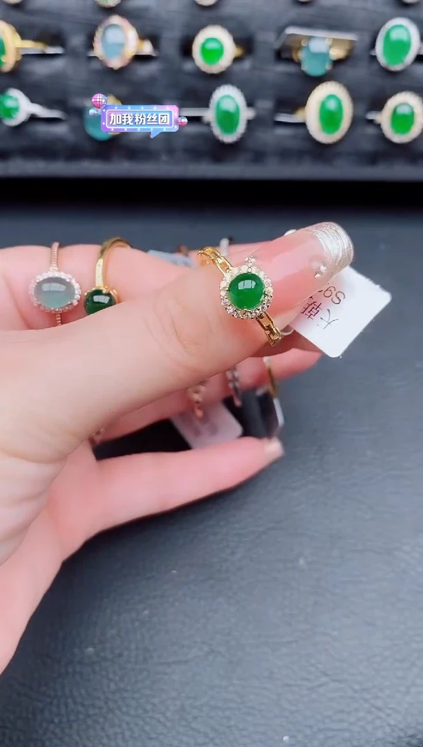 翡翠戒指银S925镶嵌天然a货翡翠8