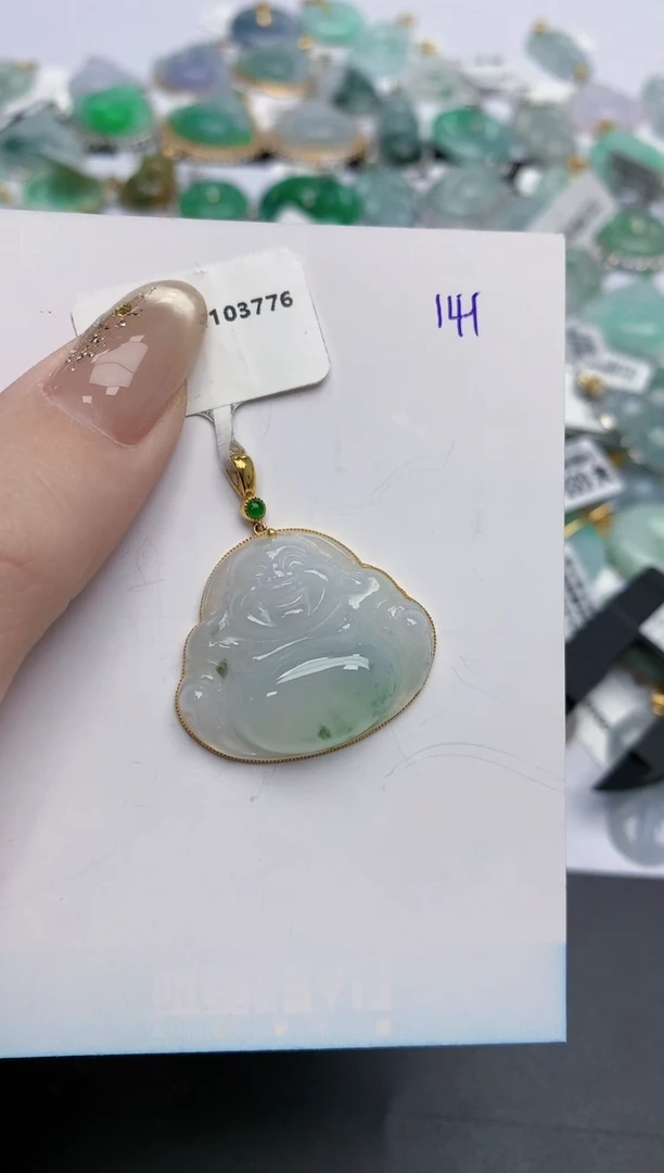 【闪购商品】翡翠颈饰18K金镶嵌天然缅甸翡翠A货