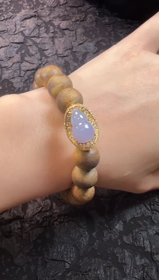 18K金镶嵌手串翡翠高冰紫罗兰葫芦手串