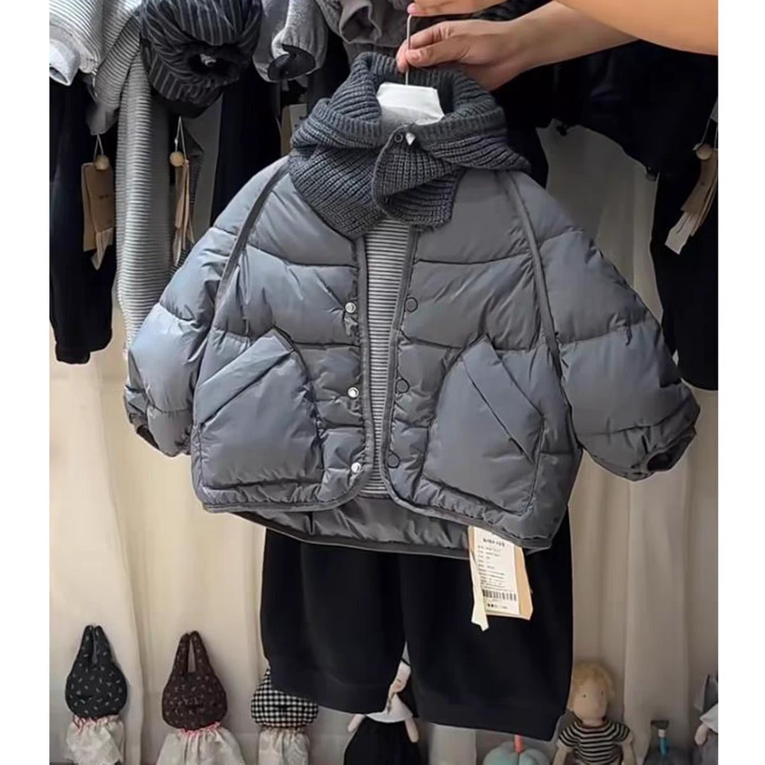 韩版童装男童外套2025新款秋装洋气宝宝保暖棉服女童短款棉袄