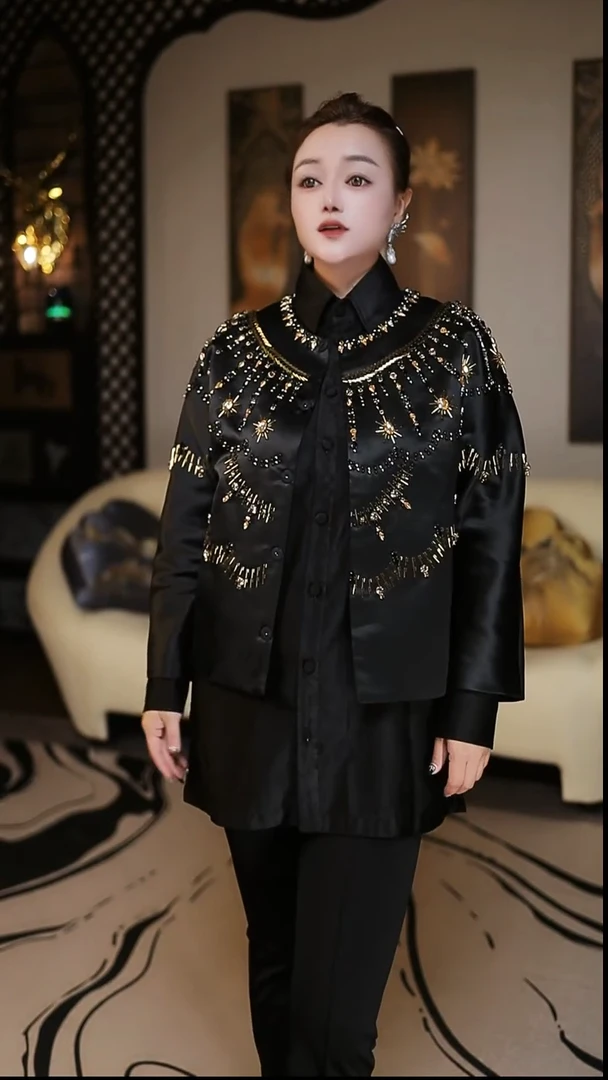 套头JW1重工水晶短外套黑色S