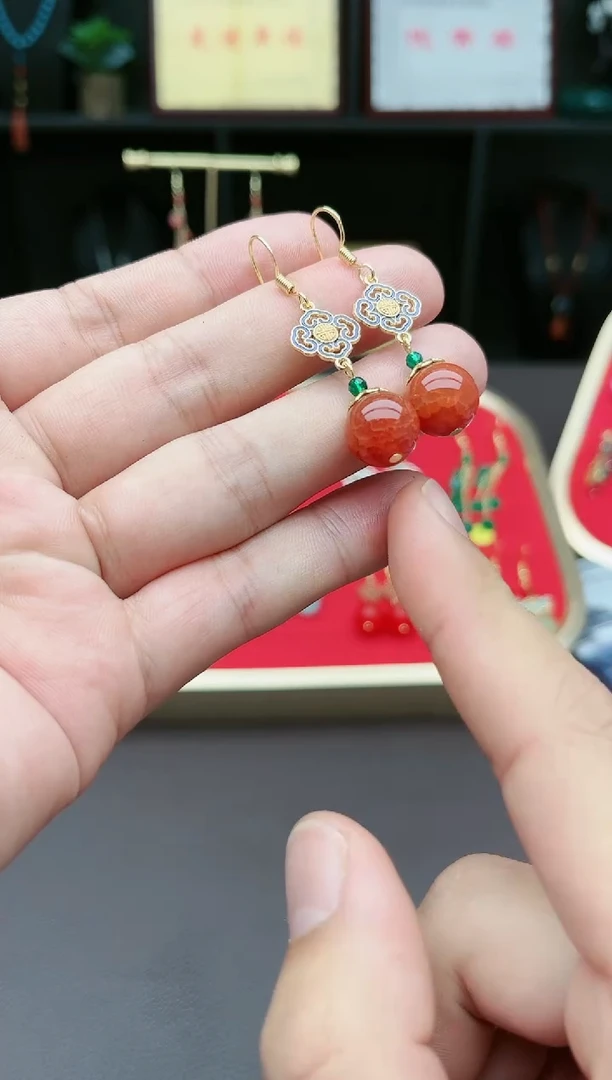 【闪购商品】玛瑙/玉髓耳钉银S925镶嵌2230000