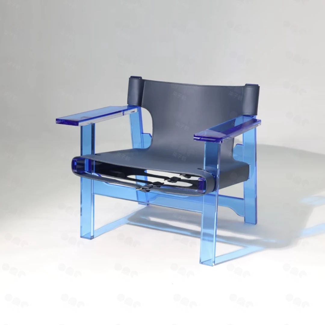 设计师款狩猎椅客厅单人沙发椅阳台休闲椅布艺椅子亚克力扶手椅